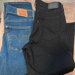 Levi’s Classic Mid black Levi’s Classic Straight blue 2 pair! Size 10